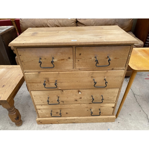 2989 - A MODERN PINE CHEST OF TWO SHORT AND THREE LONG DRAWERS, 36