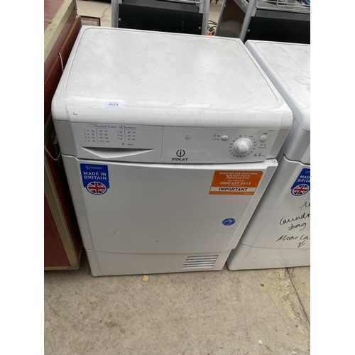 2071 - A WHITE INDESIT 8KG CONDENSOR DRYER