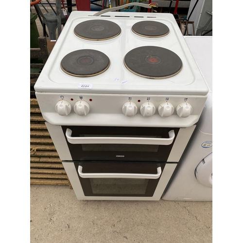 2221 - A WHITE AND BLACK ZANUSSI ELECTRIC OVEN AND HOB