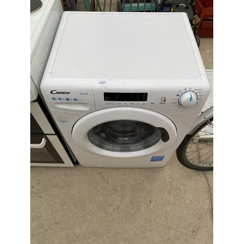 2222 - A WHITE CANDY 8KG SMART TOUCH WASHING MACHINE BELIEVED IN WORKING ORDER BUT NO WARRANTY