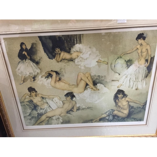 153A - A LARGE WILLIAM RUSSELL FLINT LIMITED EDITION 241/850 EROTIC PRINT 93CM X 76CM IN A GILT FRAME