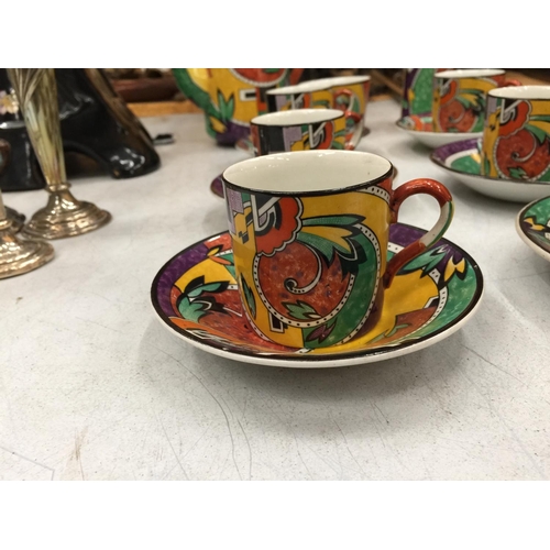 22 - A 1930'S ART DECO COLOURFUL DESIGN COFFEE SET