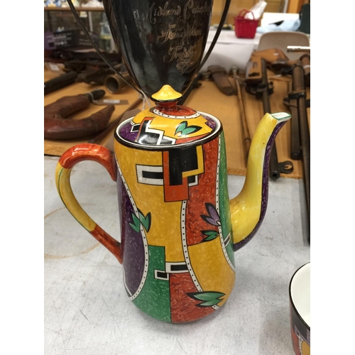 22 - A 1930'S ART DECO COLOURFUL DESIGN COFFEE SET