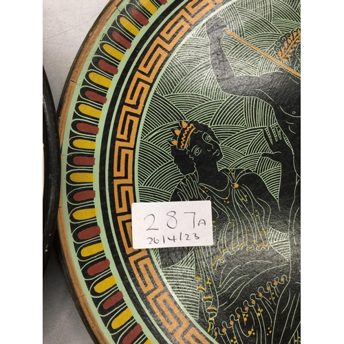 287A - TWO GREEK CABINET/WALL PLATES DIAMETER 28CM