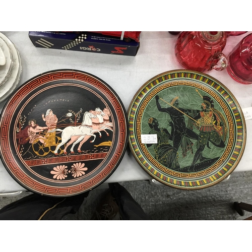 287A - TWO GREEK CABINET/WALL PLATES DIAMETER 28CM