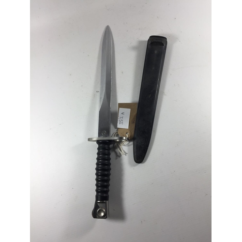 352A - A SWISS SIG 57 BAYONET AND SCABBARD, 24CM BLADE