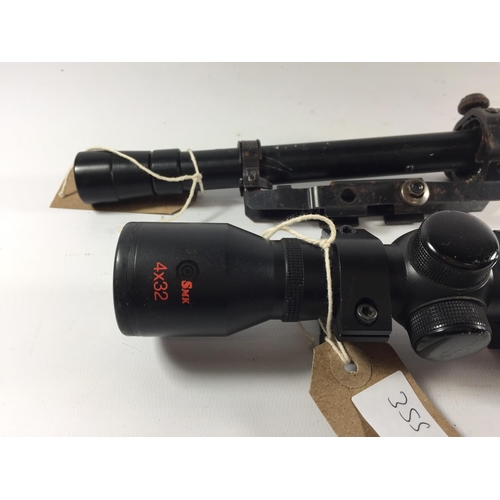 355A - AN SMK 4X32 TELESCOPIC SIGHT AND A DIANA SIGHT (2)