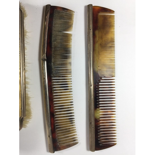 98 - FOUR SILVER ITEMS TO INCLUDE TWO BRUSHES AND TWO COMBS