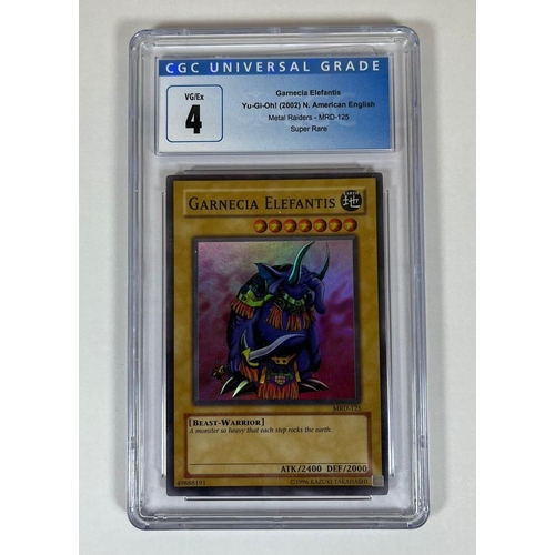 213 - A GRADED YU-GI-OH! CARD - 2002 GARNECIA ELEFANTIS METAL RAIDERS MRD-125 SUPER RARE - CGC GRADE 4