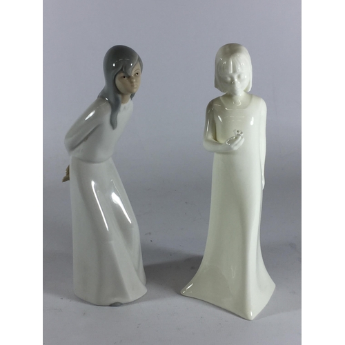 742 - TWO LADY FIGURES TO INCLUDE A ROYAL WORCESTER MOMENTS WITH LOVE FIGURE