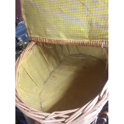 963 - TWO WICKER BASKETS, ONE WITH A LID