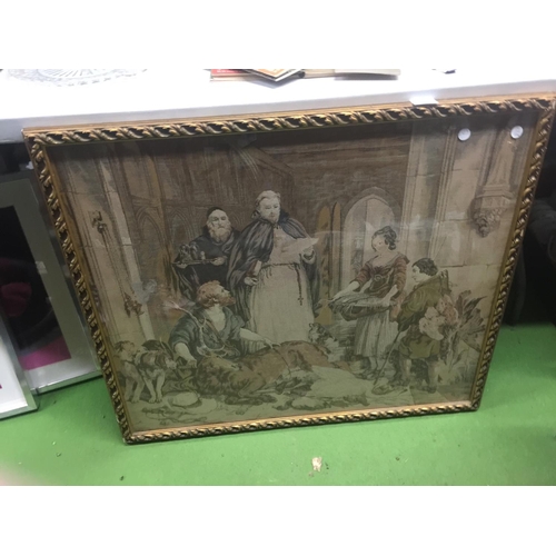 970 - A FRAMED FINE NEEDLE TAPESTRY OF A VICTORIAN SCENE - 83 X 70 CM