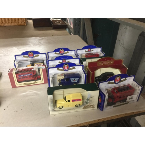 981 - TEN BOXED MODEL OXFORD AND LLEDO DIECAST VEHICLES