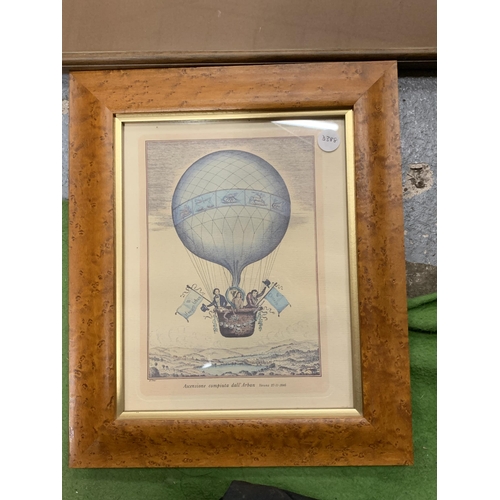 1081 - TWO FRAMED PRINTS TO INCLUDE A LIMITED EDITION GELDART BOAT EXAMPLE AND A HOT AIR BALLOON EXAMPLE