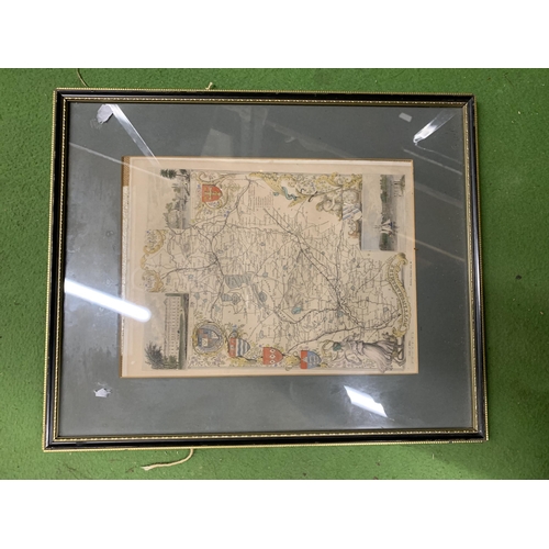 1092 - A QUANTITY OF FRAMED PRINTS TO INCLUDE A MAP, BUILDINGS, ETC