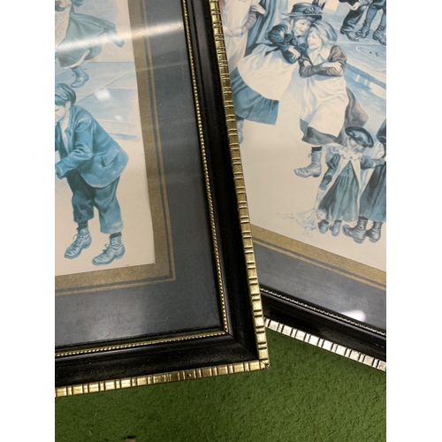 1144 - FOUR FRAMED PRINTS BY GERALD EMBLETON DEPICTING VICTORIAN PLAYGROUND DAYS