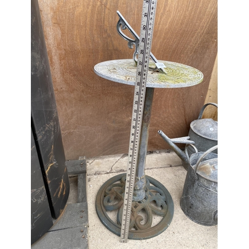 1525 - A DECORATIVE CAST IRON SUN DIAL WITH COLUMN BASE