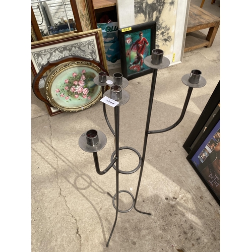 1944 - A TALL METAL SIX BRANCH CANDLE HOLDER