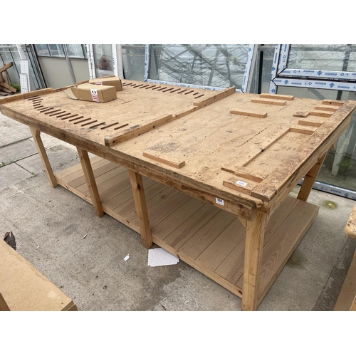 2308 - A LARGE WOODEN WORK BENCH