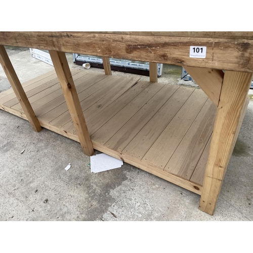 2308 - A LARGE WOODEN WORK BENCH