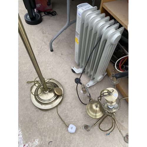 2442 - AN ELECTRIC HEATER, A LIGHT FITTING AND A LAMP