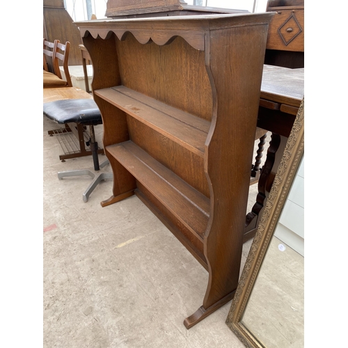 2614 - A SMALL OAK DRESSER PLATE RACK, 34