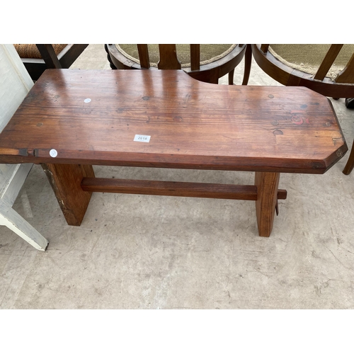 2618 - A PITCH PINE CURCH STOOL BEARING NO.15 34 X 14