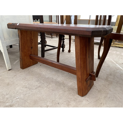 2618 - A PITCH PINE CURCH STOOL BEARING NO.15 34 X 14