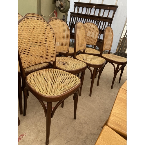 2633 - EIGHT MODERN BENTWOOD DINING CHAIRS WITH CANE SEATS AND BACKS A/F