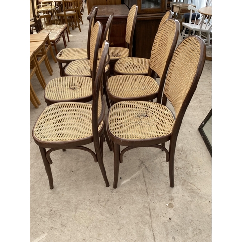 2633 - EIGHT MODERN BENTWOOD DINING CHAIRS WITH CANE SEATS AND BACKS A/F