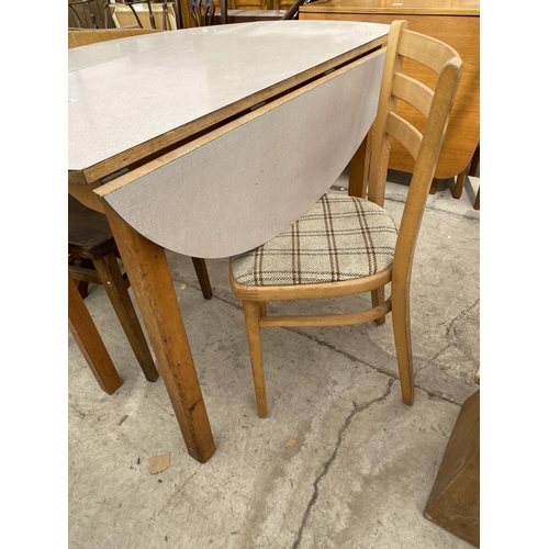 2669 - A FORMICA DROP LEAF TABLE AND THREE CHAIRS