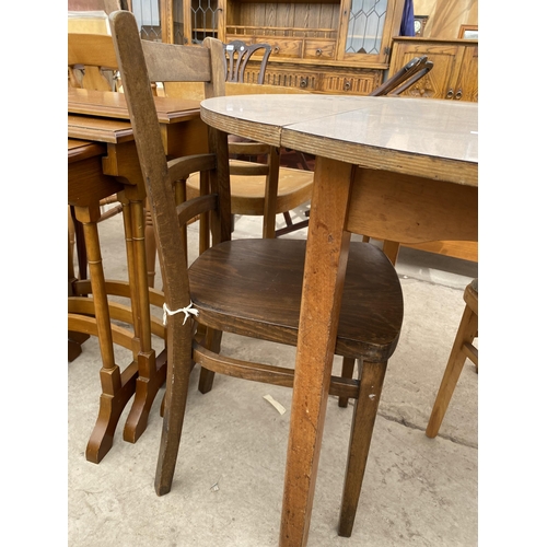 2669 - A FORMICA DROP LEAF TABLE AND THREE CHAIRS