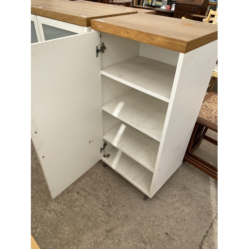 2676 - A MODERN TWO DOOR CABINET WITH SMOKED GLASS DOORS AND A MATCHING CUPBOARD