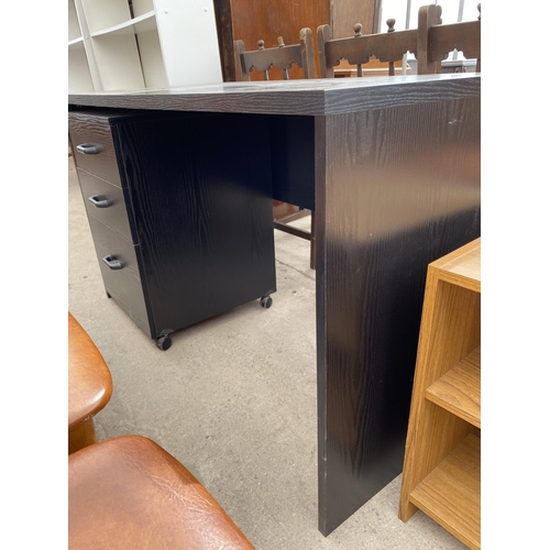 2682 - A MODERN BLACK SINGLE PEDESTAL DESK, 47