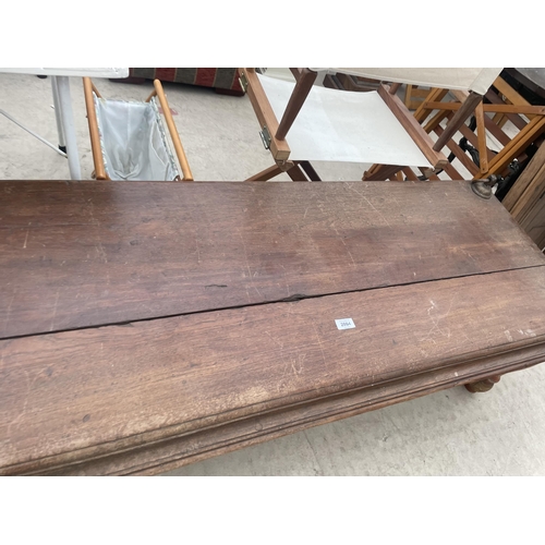 2864 - A VINTAGE INDIAN HARDWOOD COFFEE TABLE ON TURNED LEGS