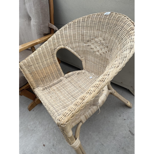 2923 - A MODERN WICKER CONSERVATORY ARM CHAIR