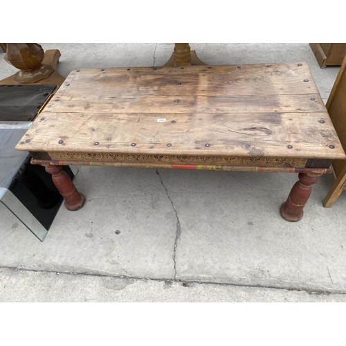 2969 - A VINTAGE INDIAN HARDWOOD JALI COFFEE TABLE