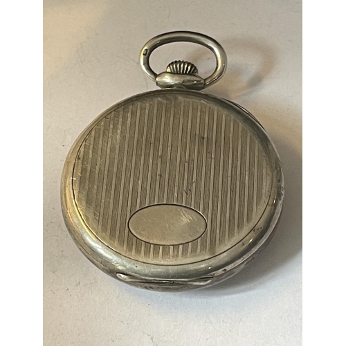 355 - A SILVER ZENITH POCKET WATCH SEEN WORKING BUT NO WARRANTY