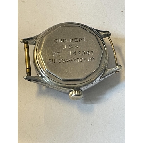 356 - A VIETNAM WAR BULOVA MILITARY ISSUE WRIST WATCH REFERENCE 144387 SEEN WORKING BUT NO WARRANTY