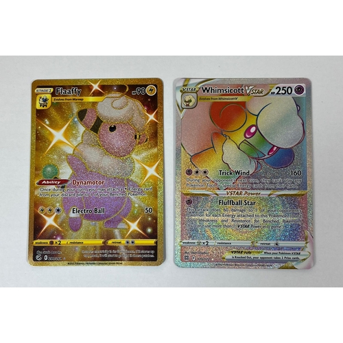 222 - 2 X POKEMON CARDS - GOLD SECRET RARE FLAFFY 280/264 & WHIMSICOTT VSTAR RAINBOW 175/172