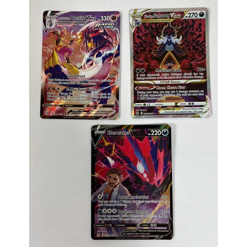 223 - 3 X POKEMON CARDS - RAPID STRIKE URSHIFU, SAMUROTT VSTAR AND ETERNATUS V