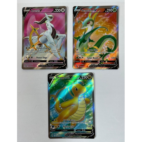 224 - 3 X POKEMON FULL ART RARE CARDS - ARCEUS V, SERPERIOR V & DRAGONITE V