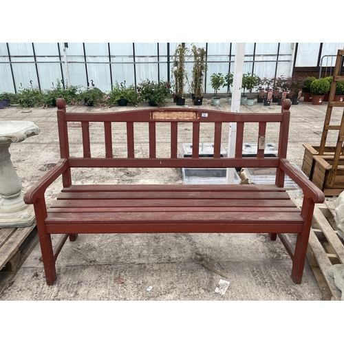 168 - A WOODEN GARDEN BENCH NO VAT