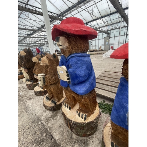 217 - A PADDINGTON BEAR WOOD CARVING APPROXIMATELY 100CM TALL NO VAT