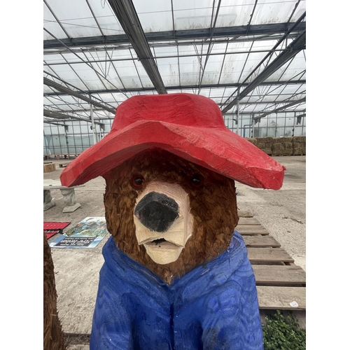 217 - A PADDINGTON BEAR WOOD CARVING APPROXIMATELY 100CM TALL NO VAT