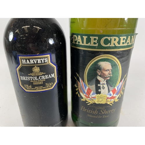 343 - 2 X BOTTLES - PALE CREAM BRITISH SHERRY & 75CL HARVEY'S BRISTOL CREAM SHERRY