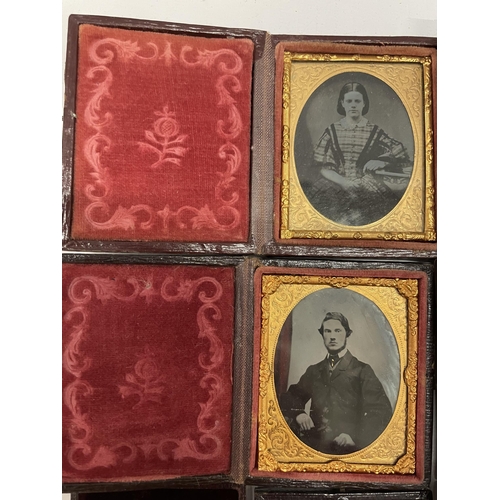 3 - A COLLECTION OF VICTORIAN PORTRAITS IN GILT FRAMES AND ORIGINAL LEATHER CASES