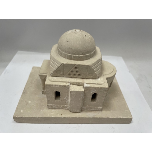40 - A HAND CARVED MODEL OF A MOSQUE NEAR QASR-EL-NIL, C.1944 BY GERMAN POW FOR SQMS HAROLD CLEMENT