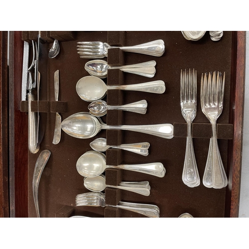 42 - A LARGE ONE HUNDRED AND THIRTY PIECE TWELVE PLACE SETTING SILVER PLATED CANTEEN OF CUTLERY WITH INSE... 