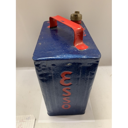 60 - A VINTAGE ESSO PETROL CAN WITH BRASS TOP